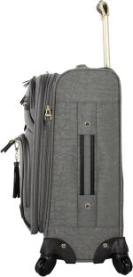Steve Madden Designer 20 Inch Luggage Collection - Lightweight Softside Expandable Suitcase for Men & Women - Durable Carry On Bag with 4-Rolling Spinner Wheels (Legends Turquoise) - Image 2